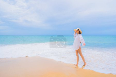 Photo for Portrait beautiful young asian woman relax leisure smile around beach sea ocean in travel vacation - Royalty Free Image