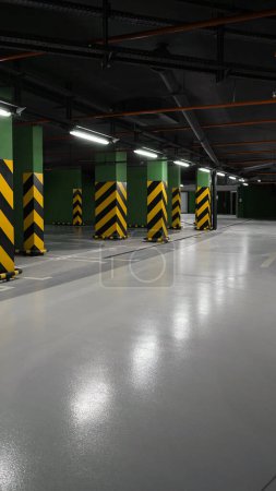 Photo for Empty parking underground with yellow and green colors - Royalty Free Image