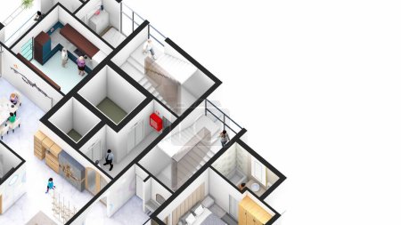 Photo for Isometric Blow up of an apartment interior with copyspace - Royalty Free Image