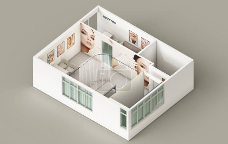 Photo for Plastic surgery doctors clinic orthographic interior rendering - Royalty Free Image