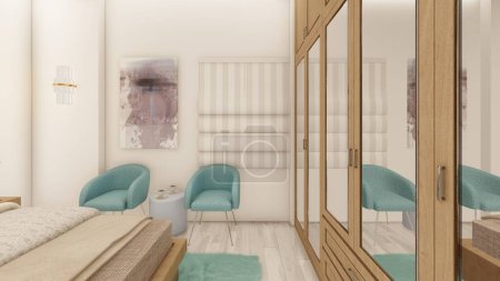 Foto de Dormitorio realista con rincón de té - Imagen libre de derechos
