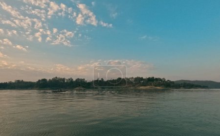 Cinematic serene morning panorama of Kaptai Lake Rangamati Chittagong