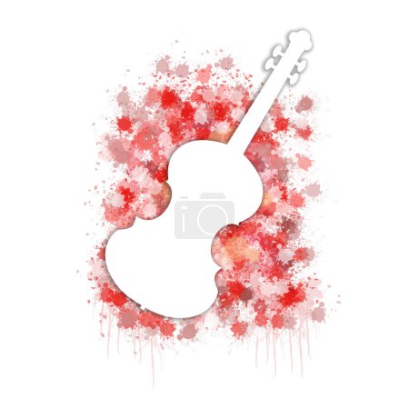 Téléchargez les illustrations : Grunge style Guitare aquarelle rouge illustration - en licence libre de droit