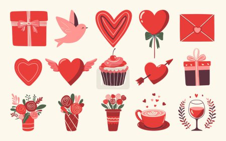 Illustration for Set of Love Elements for Valentines Day-1 - Royalty Free Image