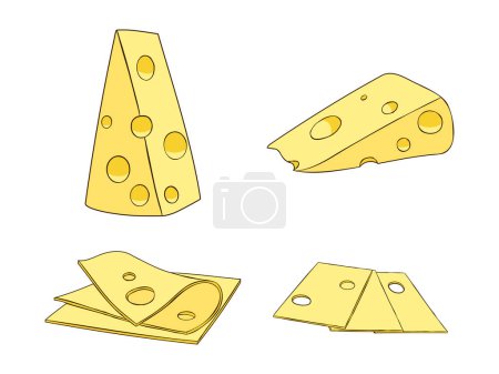 Illustration for Set of Cheese Parts and Slices Illustration-4 - Royalty Free Image