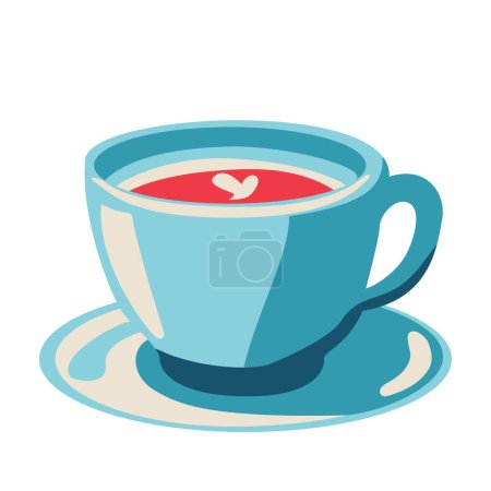 Téléchargez les illustrations : Tasse à café dessinée à la main avec illustration d'art en forme de coeur - en licence libre de droit