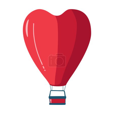 Illustration for Hand Drawn Hot Air Balloon Heart Shape Illustration - Royalty Free Image