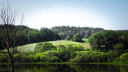 Foto de Pequeño lago en Wiezyca. Increíble naturaleza de la región de Kashubian, norte de Polonia. Concepto de viaje y naturaleza. - Imagen libre de derechos