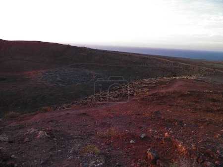 Crater of extinct volcano Montana Roja. Montana Roja is extinct volcano on Lanzarotte, Canary Islands.