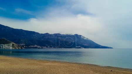 Montenegrin coast in Budva at spring. Popular tourist region. Adriatic Sea.