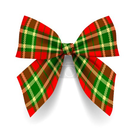 Fabric bow in colors of tartan style isolated on white