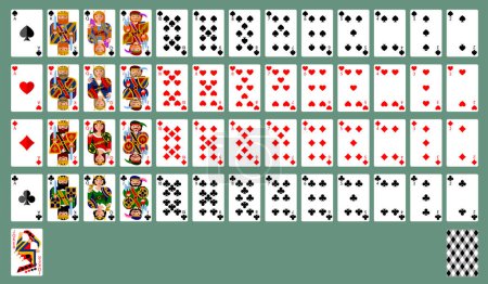 Jugar a las cartas en divertido estilo plano moderno. Ilustración vectorial