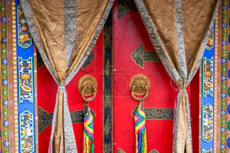 Photo for Gates and colorful decorations of Tibetan Buddhist monasteries in Tibet - Royalty Free Image