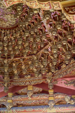 Photo for Brilliant and luxurious Chinese-style building with gold wood carving ceiling - Royalty Free Image