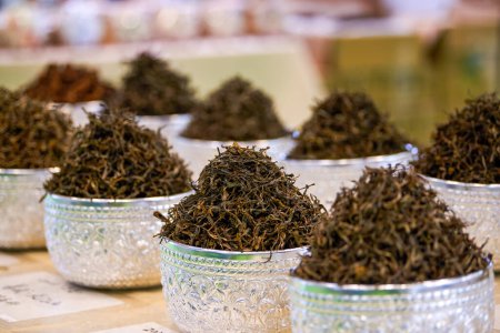 Close-up of high-end Chinese tea for sale in tea shop