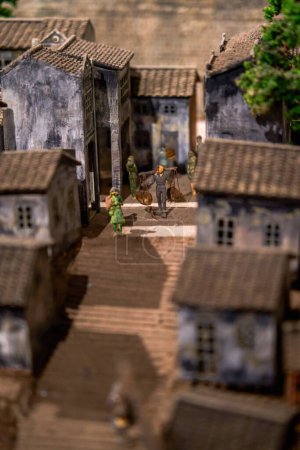 Un paisaje modelo de mesa de arena en miniatura de una antigua ciudad china