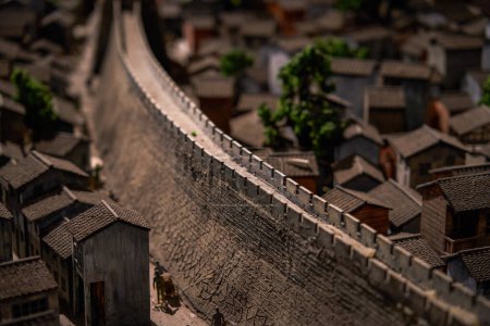 A miniature sand table model landscape of an ancient Chinese city