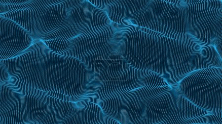 Illustration for Vector particle waves. Ocean abstract aerial view . Smooth waves of dots. Elegant particle flow. Elegant technology background for futuristic designs. - Royalty Free Image