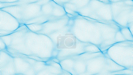 Illustration for Ocean abstract aerial view . Smooth waves of dots. Elegant particle flow. - Royalty Free Image