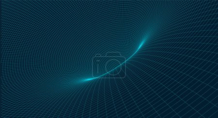 Illustration for Vector abstract technology wireframe background. 3D tunnel grid. - Royalty Free Image