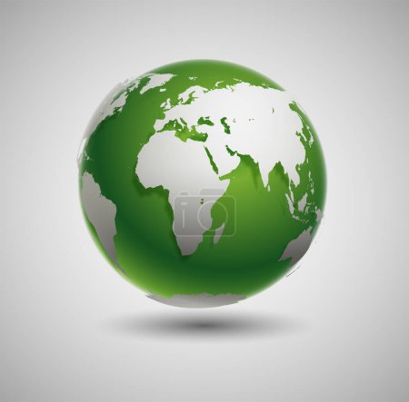 Téléchargez les illustrations : Écologie mondiale et design d'icône de globe écologique. Illustration de planète Terre verte. Nature, durabilité et écosystème mondial - en licence libre de droit
