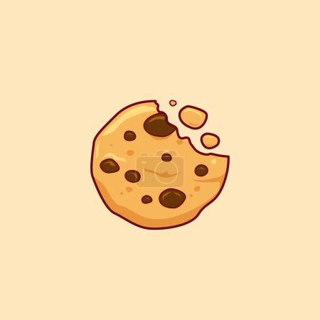 Illustration for Bitten choco chocolate chip cookie illustration - Royalty Free Image