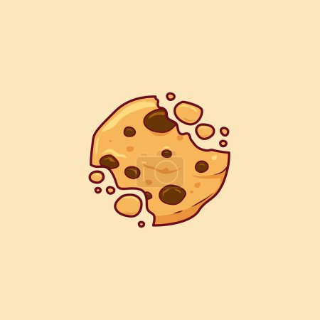 crumble chocolate chip cookie illustration vector