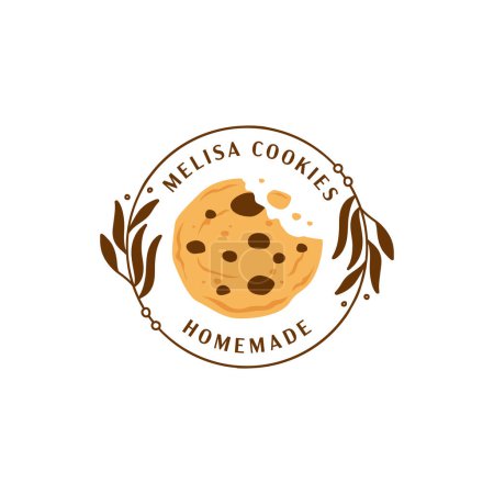Ilustración de Círculo de insignia de cookie casera con marco de decoración de elemento floral - Imagen libre de derechos