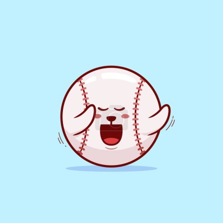 Illustration for A charming vector illustration of a cute baseball ball mascot happy dancing. The design features a joyful character with a big smile, lively movements, and a festive atmosphere, perfect for sports-themed designs and celebratory themes. - Royalty Free Image