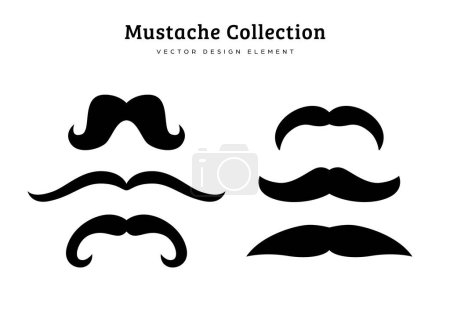 Illustration for Collection of funny mustache style vector illustration features handlebar, rockstar, english, and mexican moustache style - Royalty Free Image