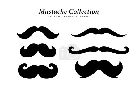 Illustration for Mustache vector illustration element collection with handlebar moustache, imperial, connoisseur, and gunslinger style - Royalty Free Image