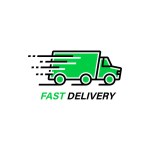 Fast delivery truck business logo design, vector template.