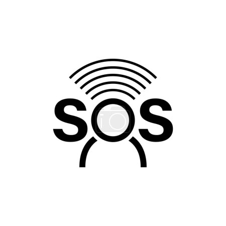 Illustration for Sos international distress sign in radiotelegraphy, vector isolated icon on white background. - Royalty Free Image