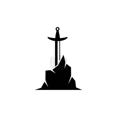 Illustration for Excalibur sword in stone vector illustration. - Royalty Free Image