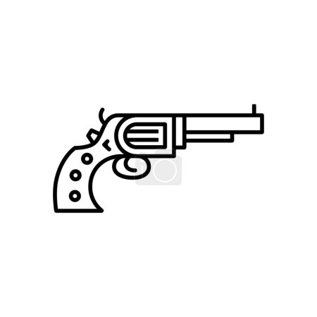 Téléchargez les illustrations : Illustration vectorielle d'icône linéaire Revolver. - en licence libre de droit