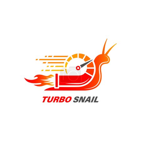 Téléchargez les illustrations : Turbo escargot design logo créatif. - en licence libre de droit