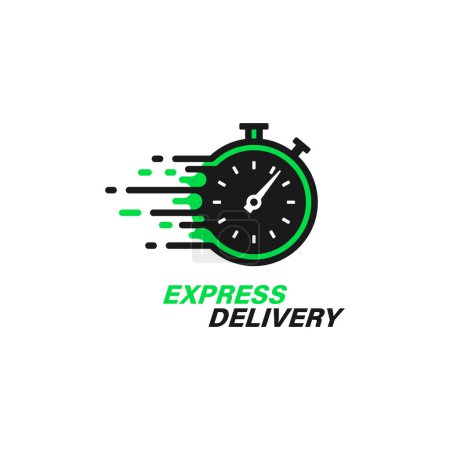 Téléchargez les illustrations : Conception de logo de minuterie de livraison express. - en licence libre de droit