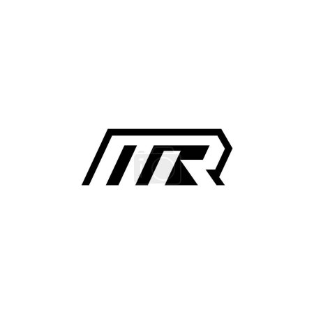 MR letters monogram, geometric shapes, negative space logo design.