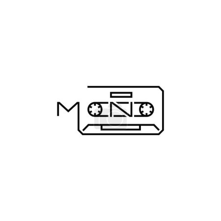 Illustration for Mono text and old cassettes logo design combination. - Royalty Free Image