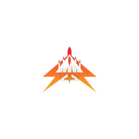 Téléchargez les illustrations : Conception de logo de chasseur jet de foudre. - en licence libre de droit