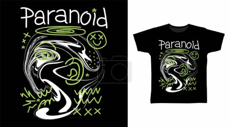 Foto de Paranoid línea arte ilustración camiseta concepto diseño - Imagen libre de derechos