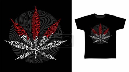 Foto de Cannabis línea arte ilustración camiseta concepto diseño - Imagen libre de derechos