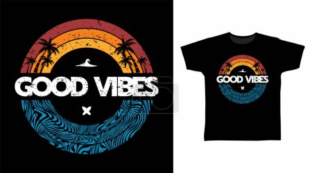 Foto de Buena vibra tipografía de playa camiseta de diseño de moda, listo para imprimir. - Imagen libre de derechos