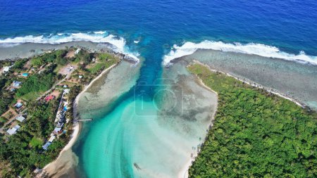 Photo for Cook Islands, Rarotonga beautiful coastline view from above. - Royalty Free Image