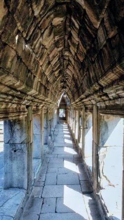 Photo for A view of an ancient corridor featuring a stone vaulted ceiling, showcasing architectural detail. - Royalty Free Image