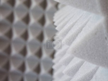 Studio Insulation Foam. Pyramid-shaped grey foam for audio noise reduction.