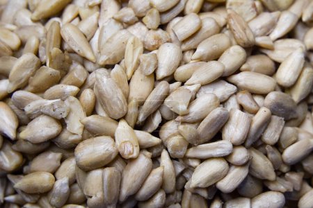 Semillas de girasol Primer plano. Una visión detallada de las semillas de girasol, ideales para la salud y el contenido nutricional.