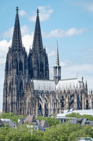 the imposing cologne cathedral on a hill in the oldtown of cologne