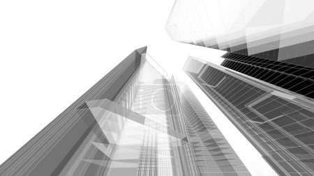 Téléchargez les photos : Architecture moderne bâtiment 3d illustration design - en image libre de droit