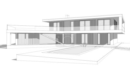 Foto de Casa edificio boceto arquitectura 3d ilustración - Imagen libre de derechos